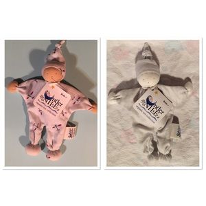 Two (2) Retired Print Under the Nile Organic Scrappy Doll Loveys